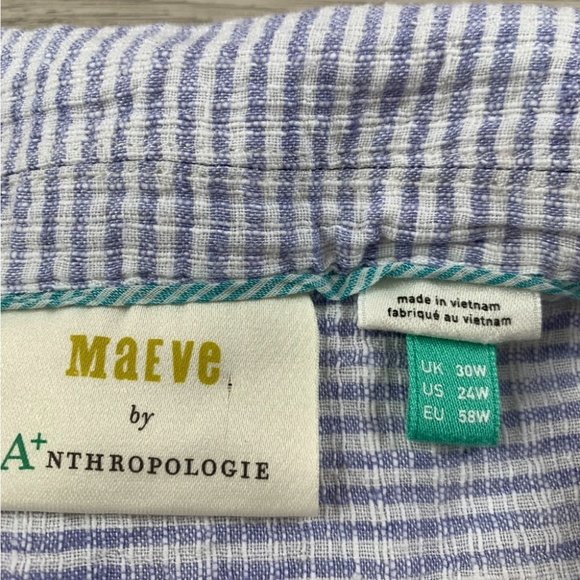 Maeve by Anthropologie Linen Felicity Blue Stripe Tank Top - Picture 5 of 9